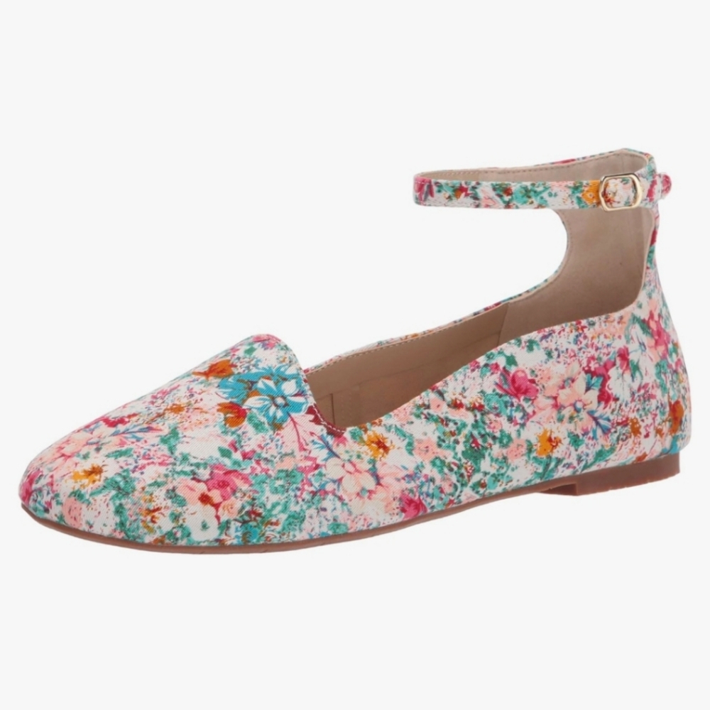 BC Footwear Found You Flats BC Found you Ankle Flats Blue Floral Fabric